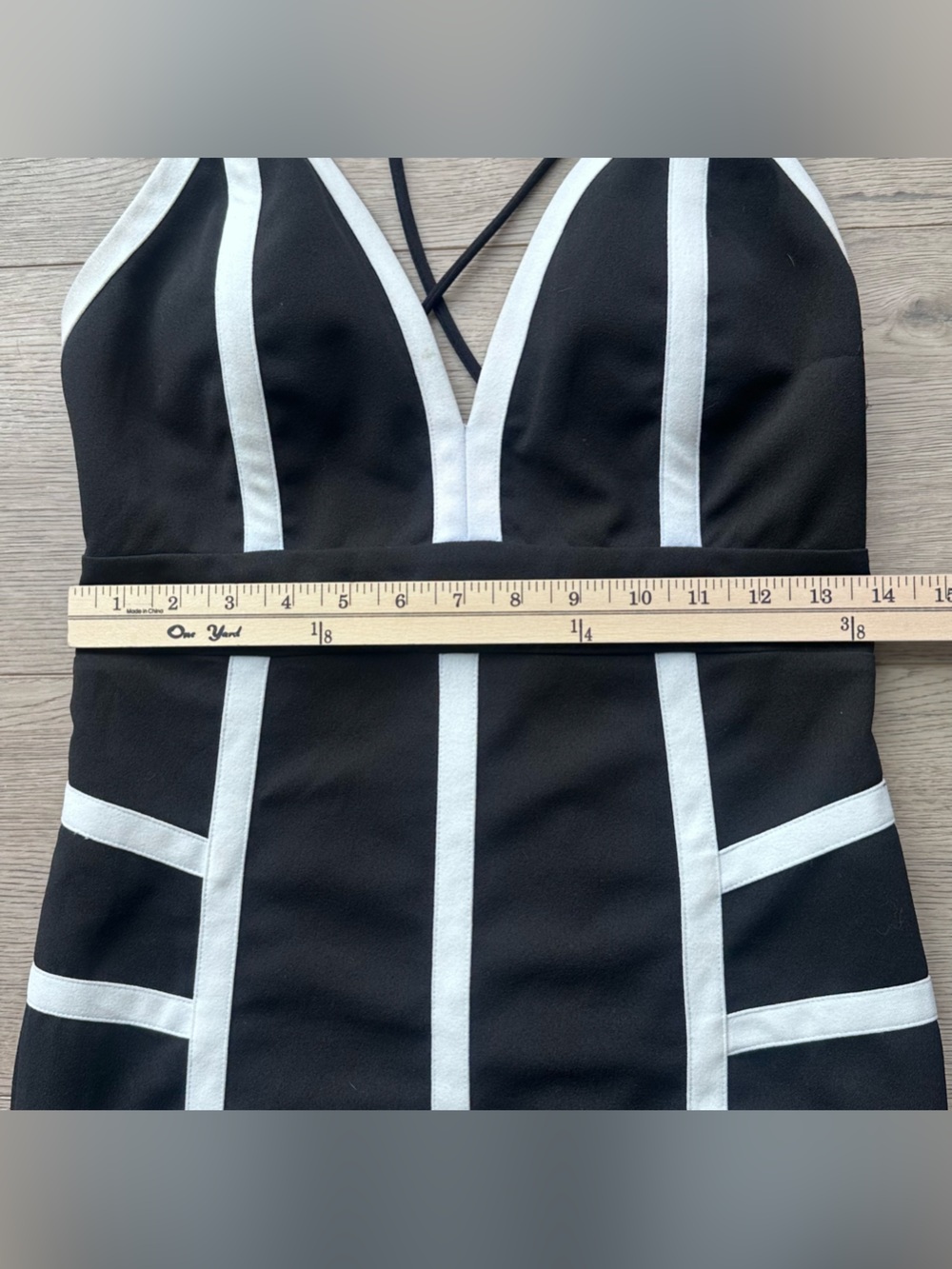 Papaya Black Contrast Trim Bodycon Mini Dress Women Large Cocktail Party Dress - Picture 2 of 6